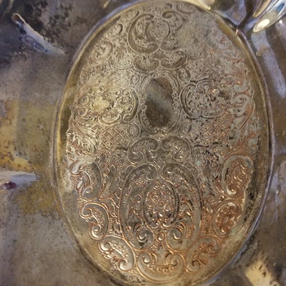 National Silver on Copper Tray, #1023, Ornate Vtg - Picture 4 of 6